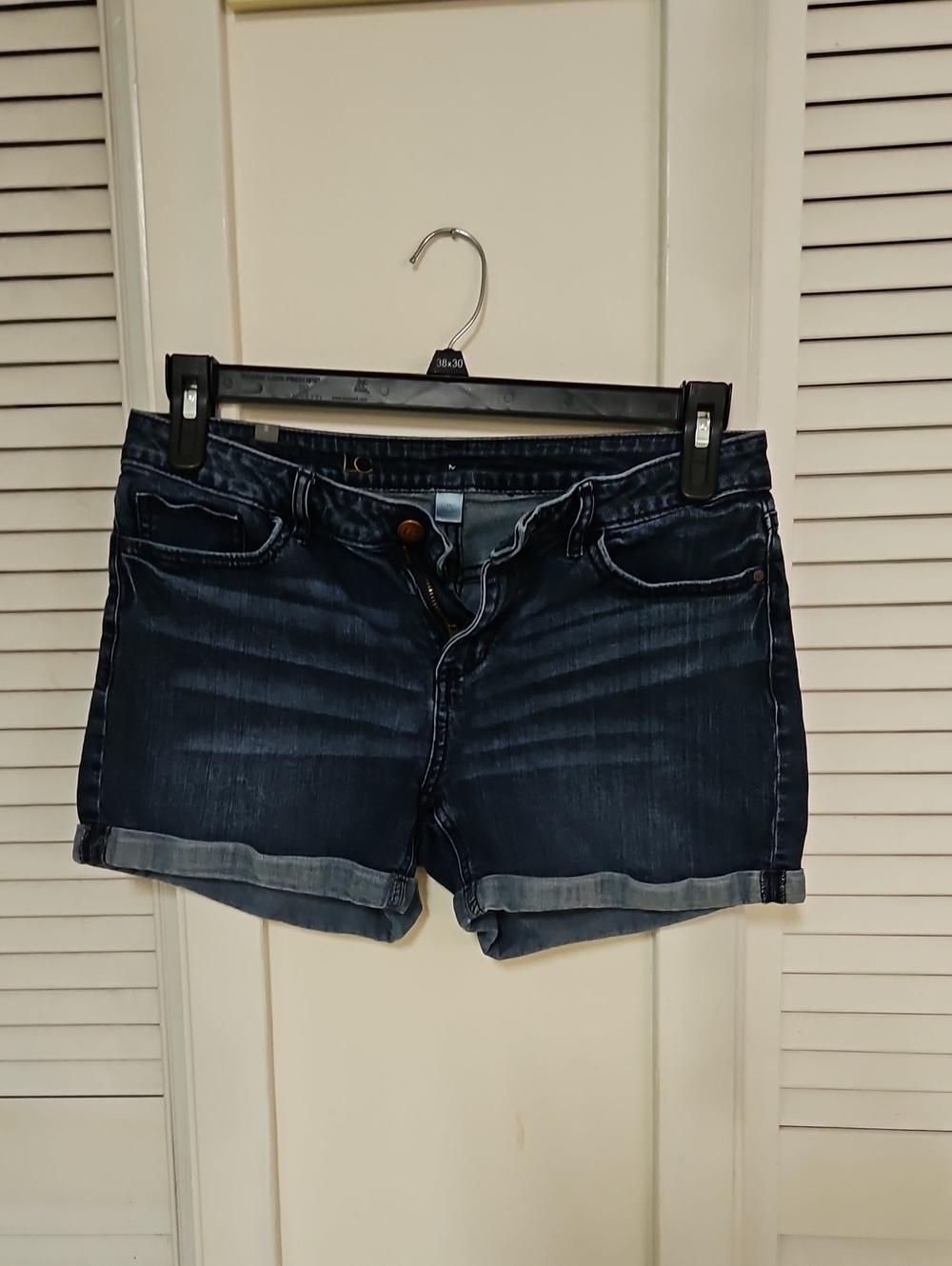 Lauren Conrad Women's Dark Wash Denim Shorts - Casual Rolled Hem